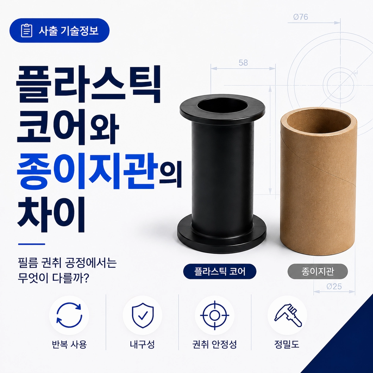 플라스틱 코어와 종이 지관의 차이